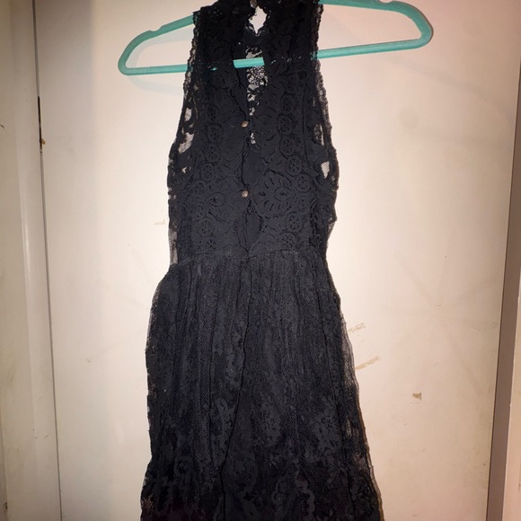 Free People Black Lace Mini Dress - Picture 2 of 4